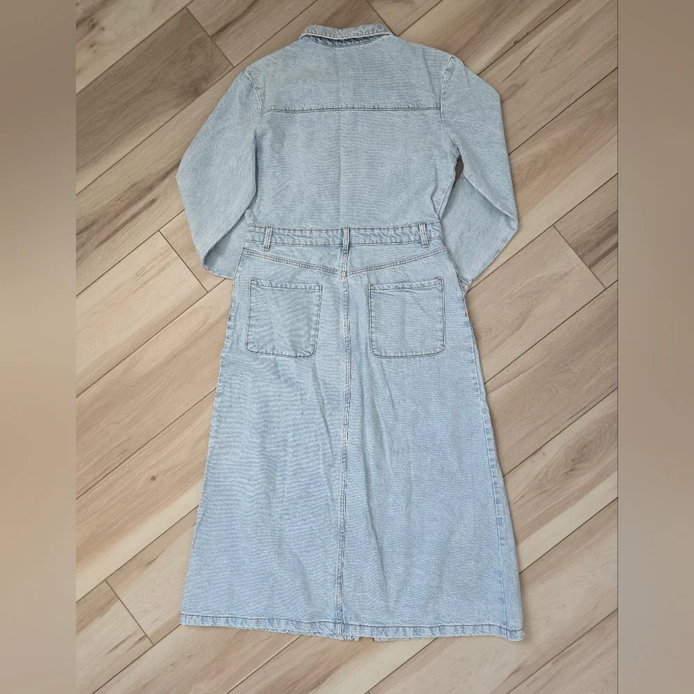 NEW Zara BUTTON DOWN LONG SLEEVE DENIM MIDI DRESS - Picture 15 of 15